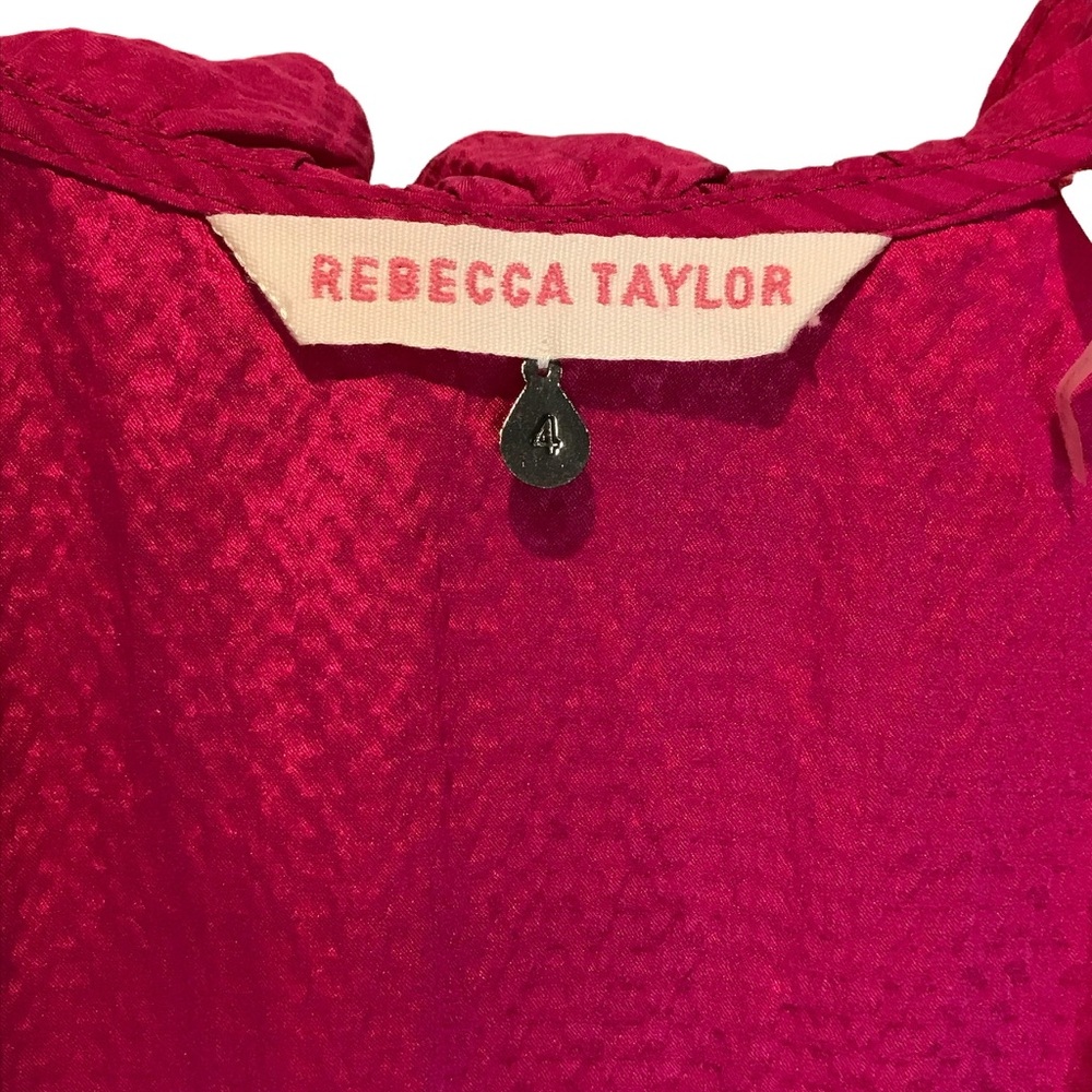 REBECCA TAYLOR new Silk Raspberry Fuchsia Cami Ruffle Dress Midi Sundress NWOT - Picture 2 of 16